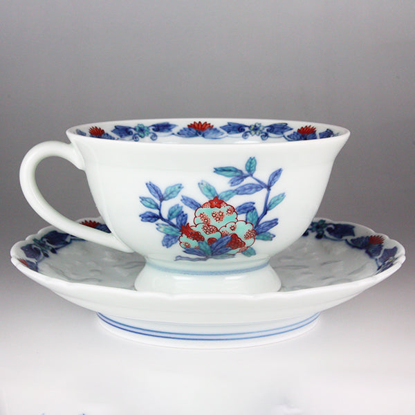 n199 十三代 今泉今右衛門 錦 苺絵 碗皿 カップ&ソーサー