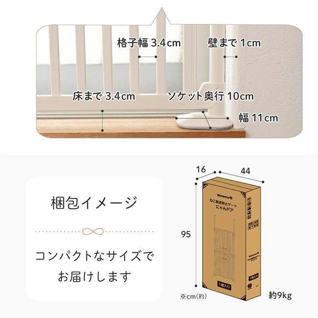 にゃんドア 脱走防止ゲート wanyanya わにゃにゃ 大型ペットフェンス