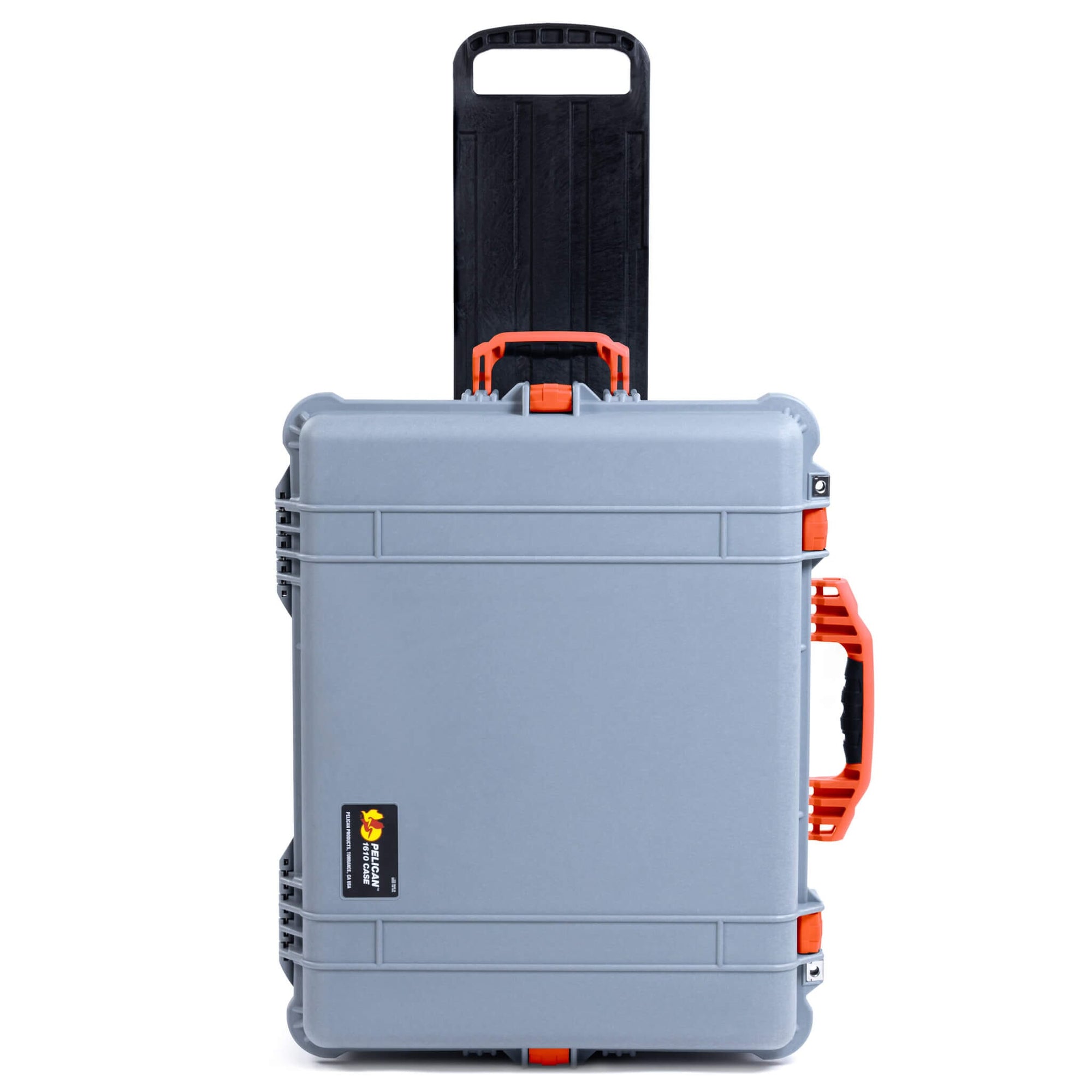 Pelican 1610 Case, Silver with Orange Handles and Latches - ColorCase