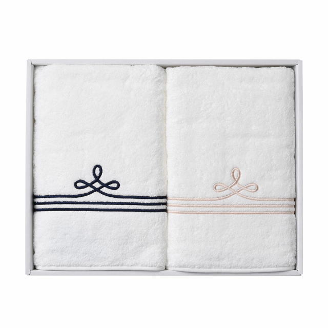 Hotman(ホットマン) 1秒タオル ボーダー バスタオル2枚セット(ネイビー