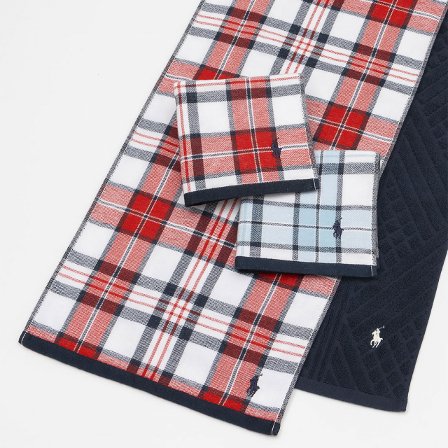 タオルセット 赤 紺 チェック柄 ラルフローレン 6点セット