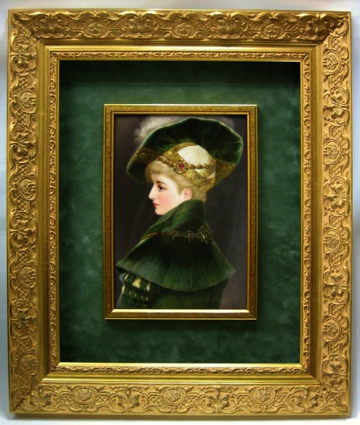 西洋美術 19世紀 KPM 美人像 手描陶板画 ベルリン王立磁器製陶所 西洋