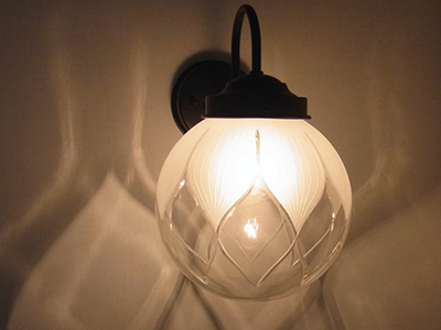 コバルトブルー カットガラスランプ コバルトブルー カットガラス