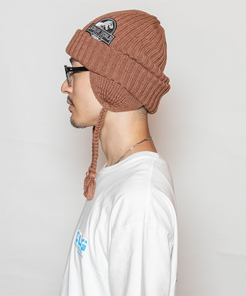 JURASSIC WORLD｜CA4LA KNIT CAP(ONESIZE BROWN): ニットキャップ帽子