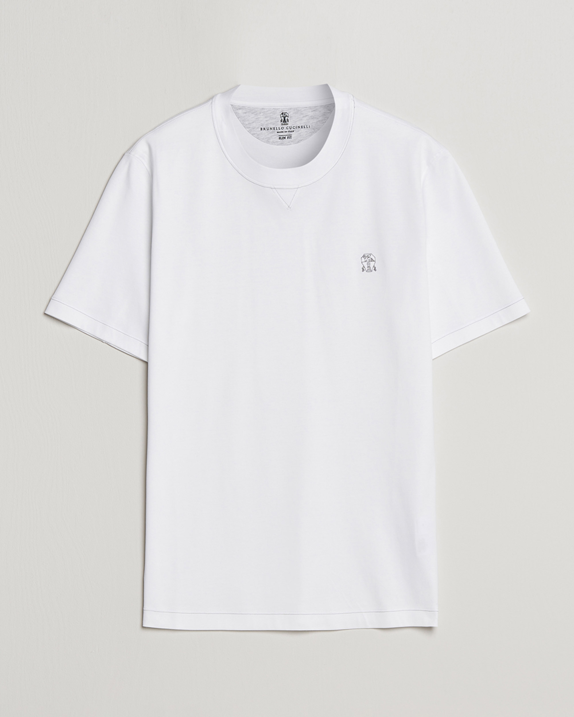 Brunello Cucinelli Short Sleeve Logo T-shirt White at CareOfCarl.com
