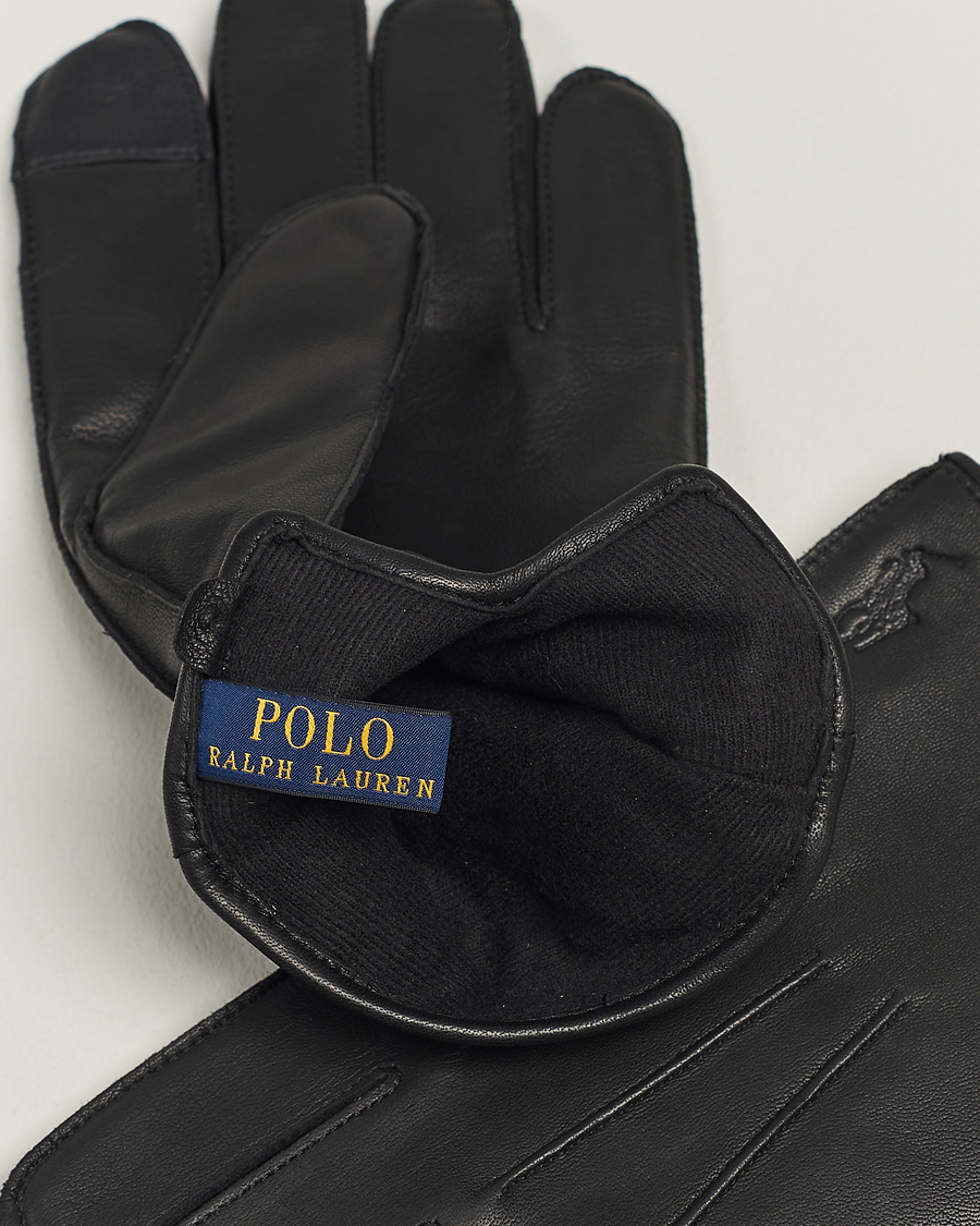 Polo Ralph Lauren Leather Gloves Black at CareOfCarl.com