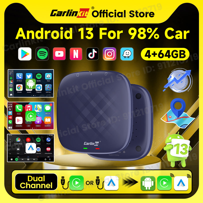CarlinKit Android 13 Carplay Ai Box 4G+64G 8 Core Wireless Android
