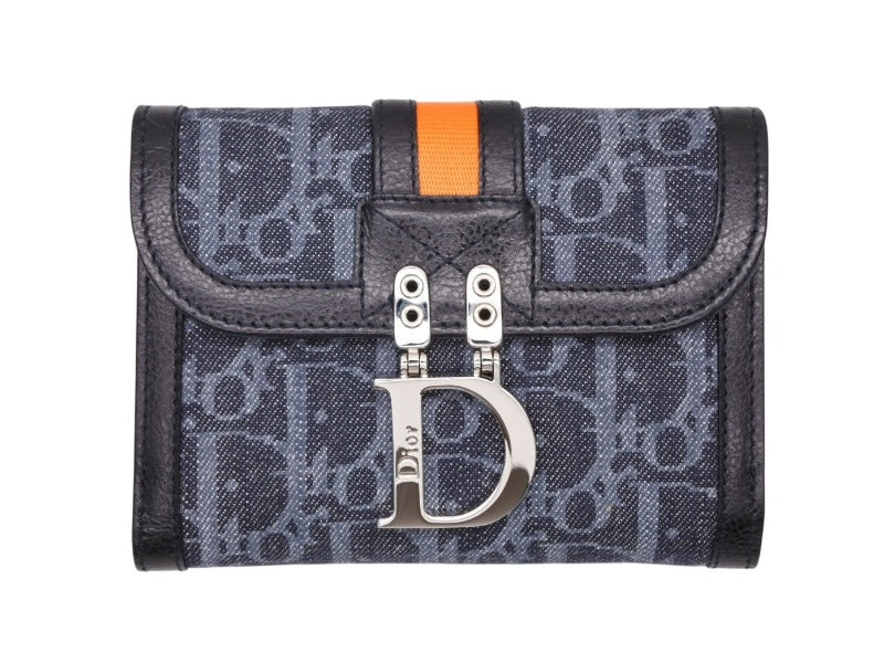 Dior クリスチャン ディオール トロッター 折財布 ネイビー