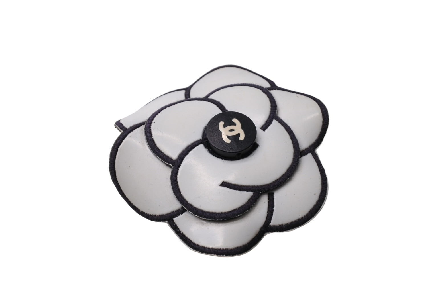 希少◇CHANEL◇シャネル カメリア コサージュ ブローチ 黒 ココマーク