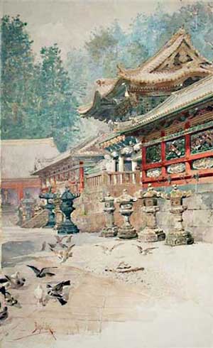 suisai 上鈴木正一 油彩画 F15号『日光東照宮にて』全国公募展