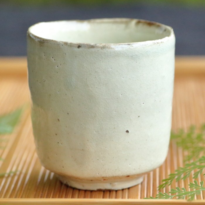 竹花正弘 唐津粉引き湯呑み茶碗 満容量170ml 作家ものフリーカップ