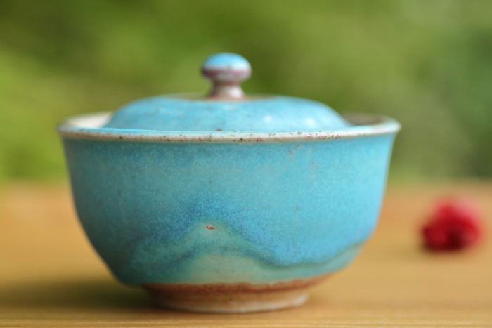 山田想 青宝瓶 常滑焼急須 満容量100ml 薪窯焼成 作家もの煎茶器 桐箱