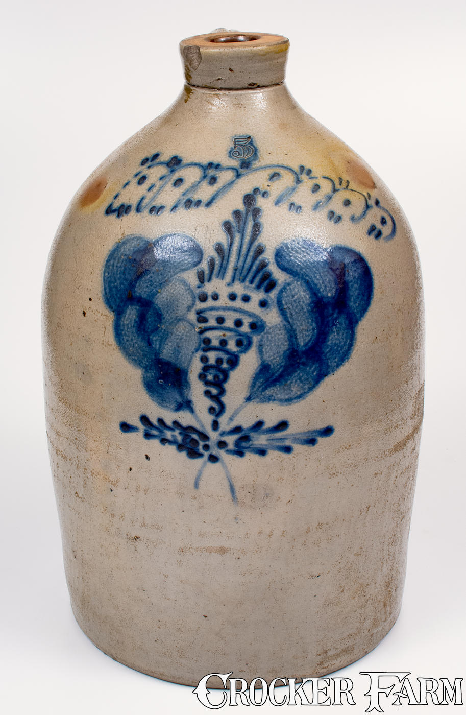 5 Gal. attrib. Somerset Potters' Works, Somerset, MA Stoneware Jug