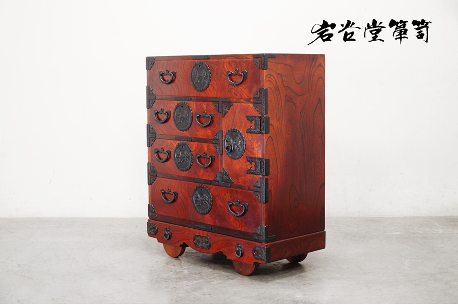 中古良品 岩谷堂箪笥 4段 小引き出し付き 鍵付き 民芸家具 チェスト 収納