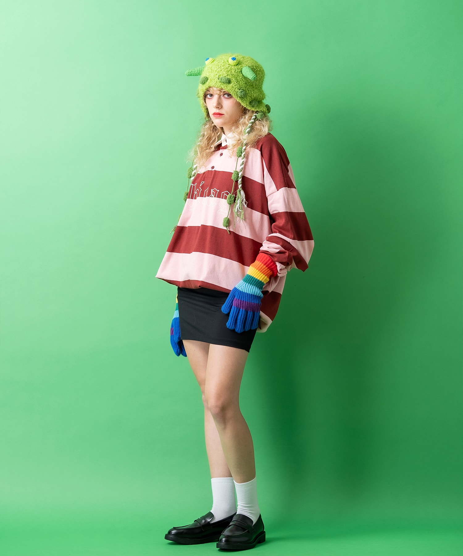 Jun Mikami モヘヤ ボンネットネイビー イヤーフラップニット帽2024