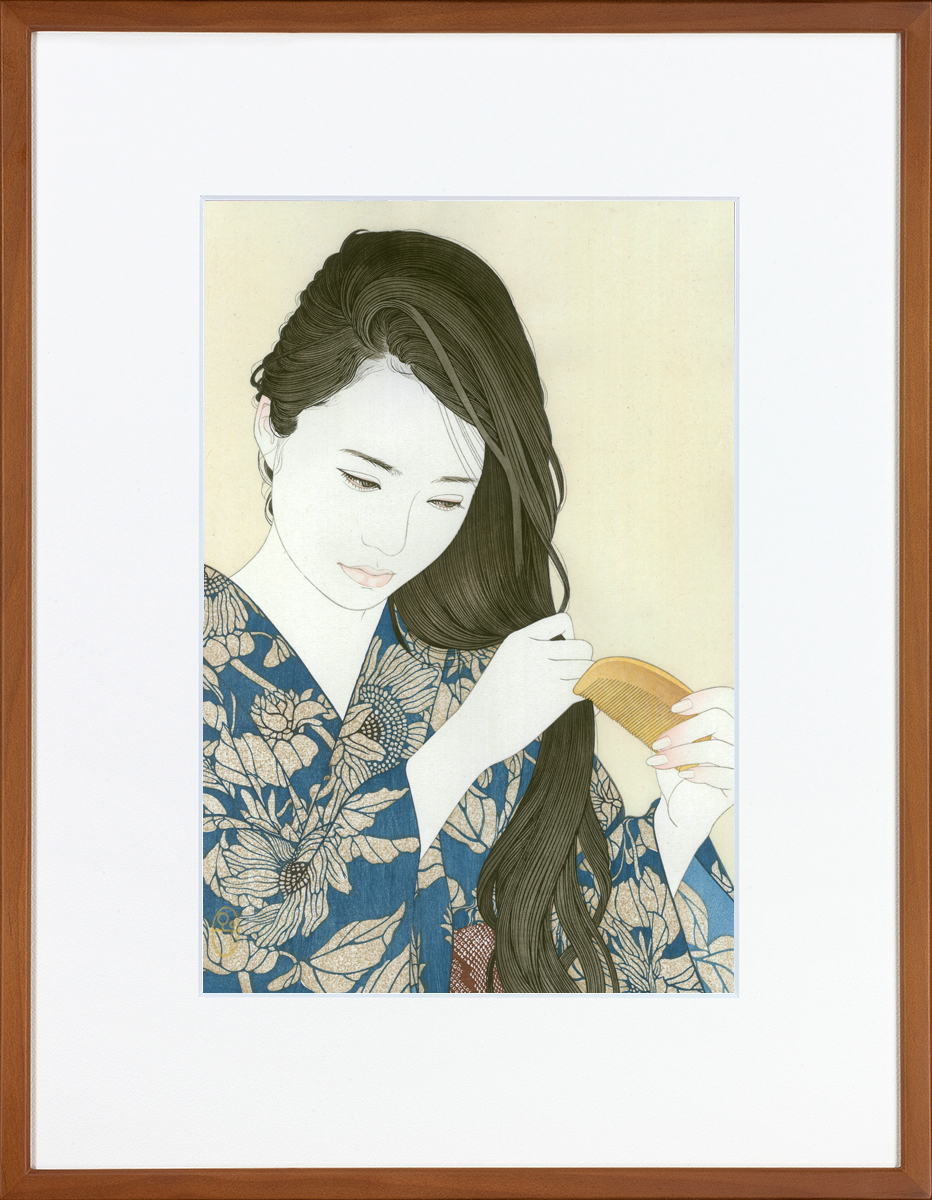 櫛にながるる黒髪 | 宮﨑優 | アダチ版画 現代の浮世絵