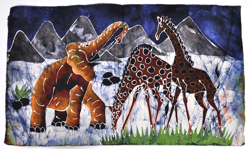 アフリカ バティック 絵画 【インテリア ファブリック ろうけつ染め