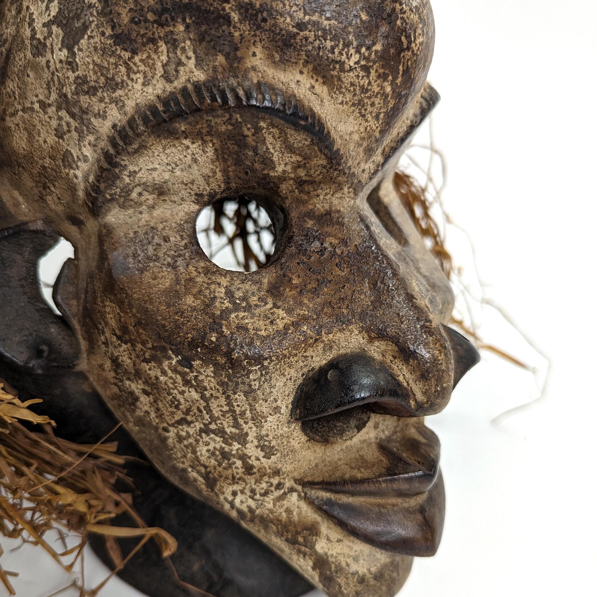 イボ族マスク 25cm アフリカンアート 仮面 （p015-05） - アフリカ雑貨