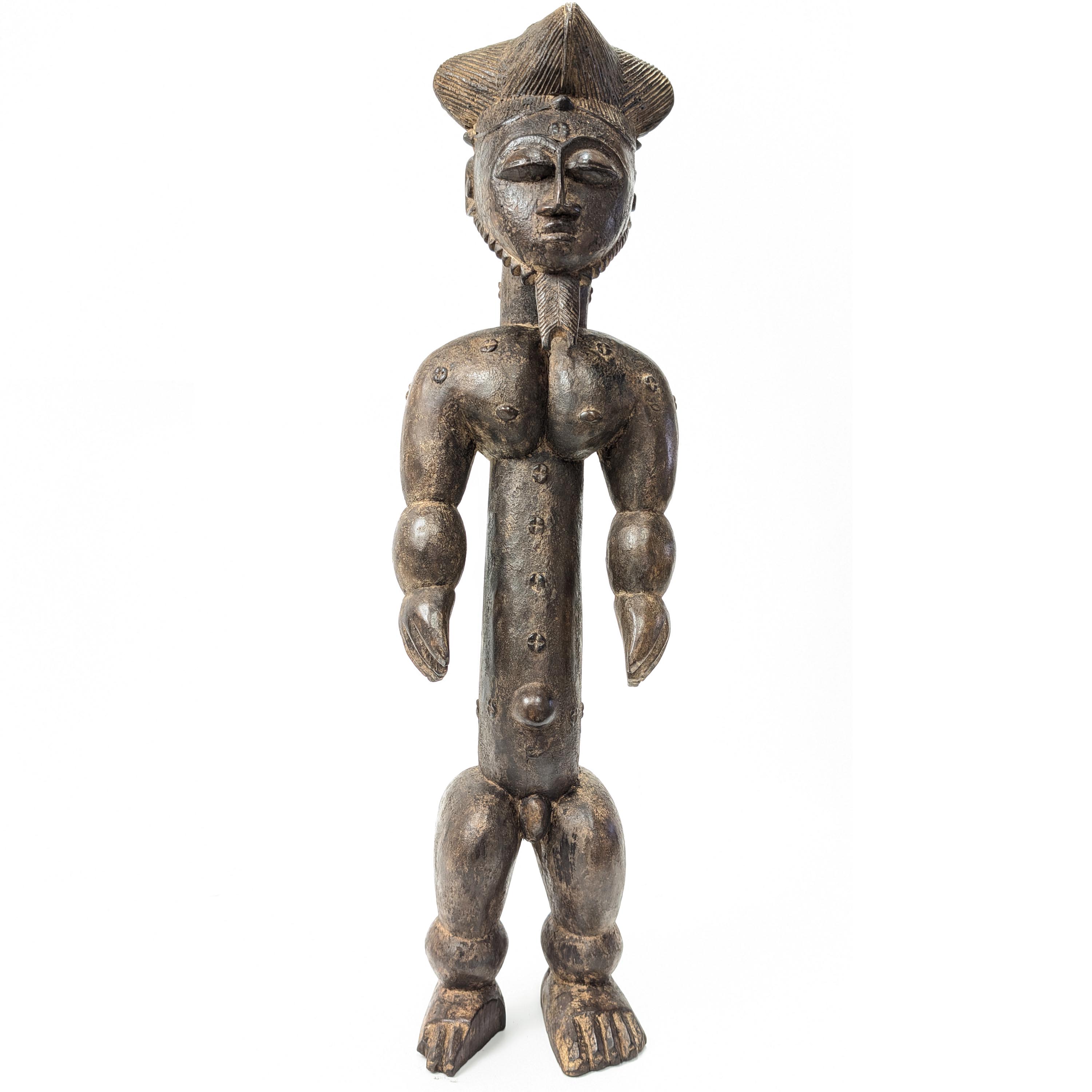 19世紀アフリカコートジボアールバウレ族のペア立像 145アンティーク