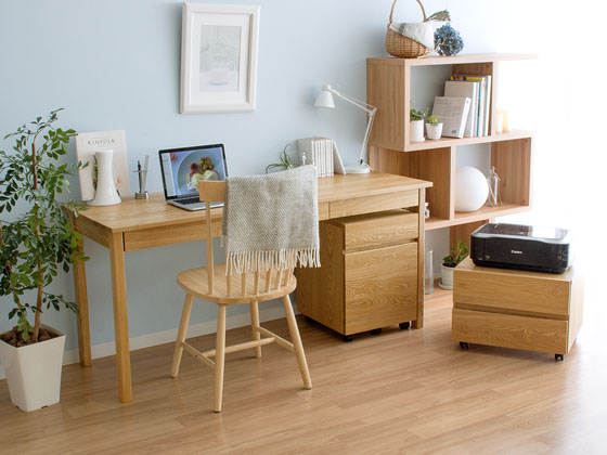 タモ無垢材 (LIBREシリーズ)デスクワゴン | 家具・インテリア通販