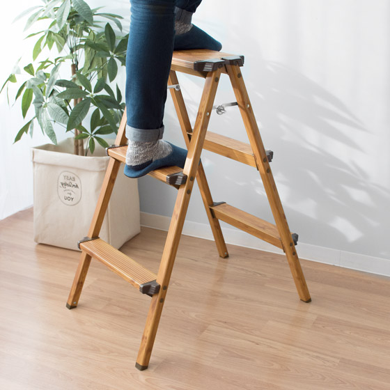 う*ぎ様 【アンティーク】木製折りたたみ式ステップスツール 楽天市場