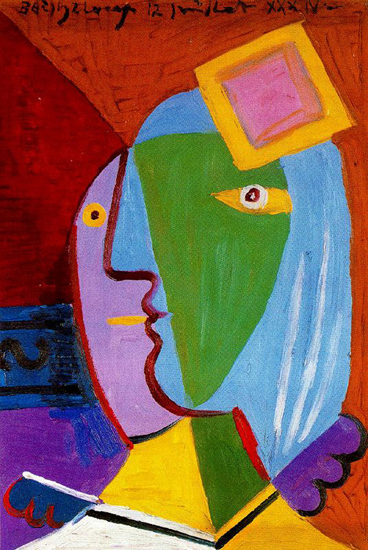 ピカソ(PICASSO)【小さな丸い帽子の女】、高級画集画、状態良好 ピカソ