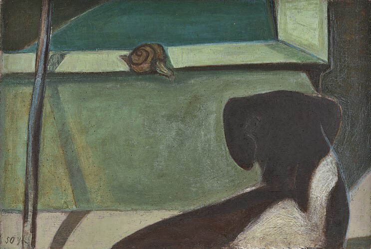 香月泰男 版画「ニースにて」シリーズ全8種の内“ルノワールの庭”