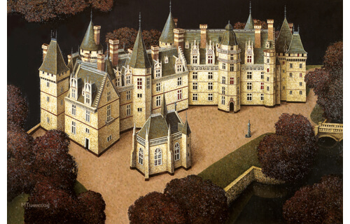 玉之内満雄[ベニス] ヴェネツィアの風景 油彩画 金色フレーム 玉之内