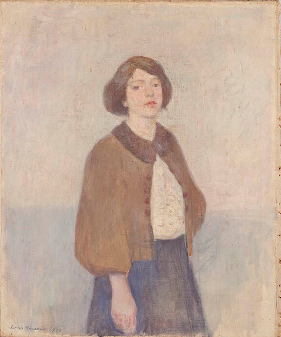 山口 草四郎氏 作 「パリーの少女」油絵 15号