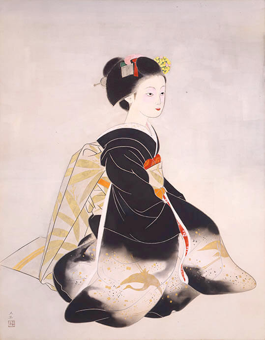 奥野北雄 真作 【般若】 油彩画 絵画 二元会常任委員審 Elderly