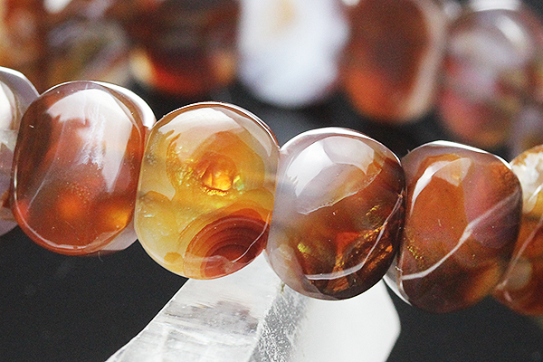 Chikarin】希少ファイヤーアゲートゴムブレスレット Chikarin】希少