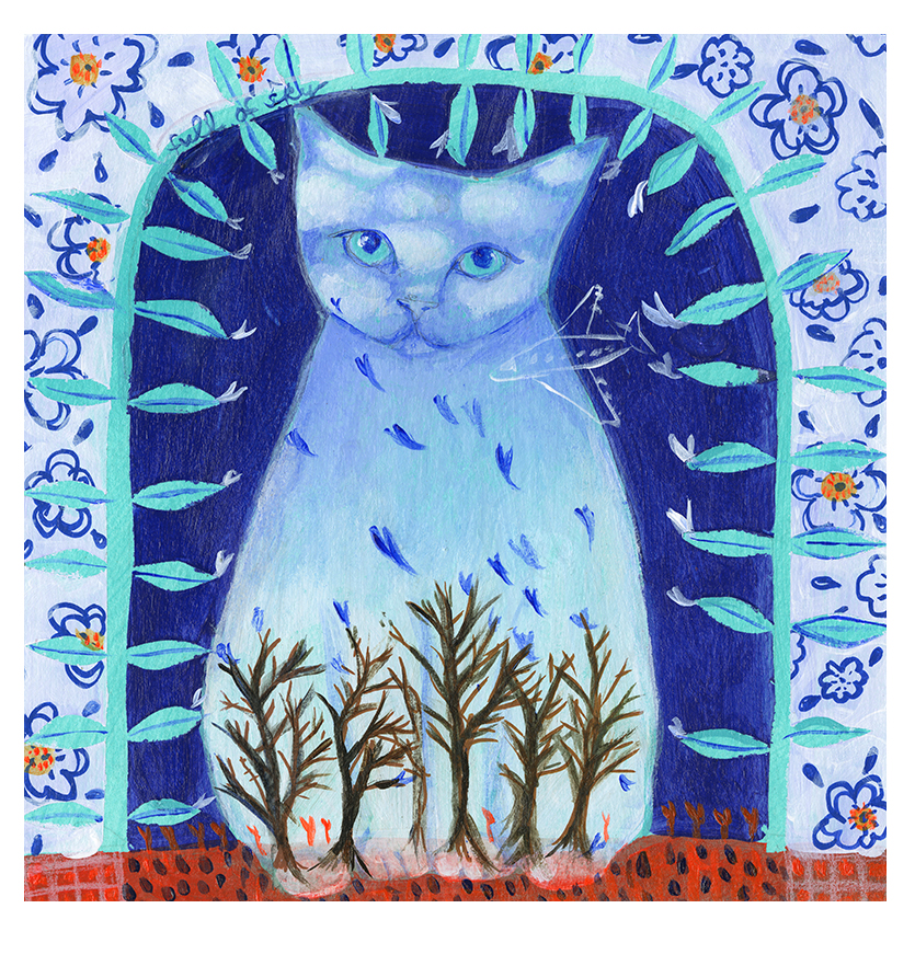 カレンホイプティング [屋根の上のクロコ] ワニと鳥の貴重抽象画 86