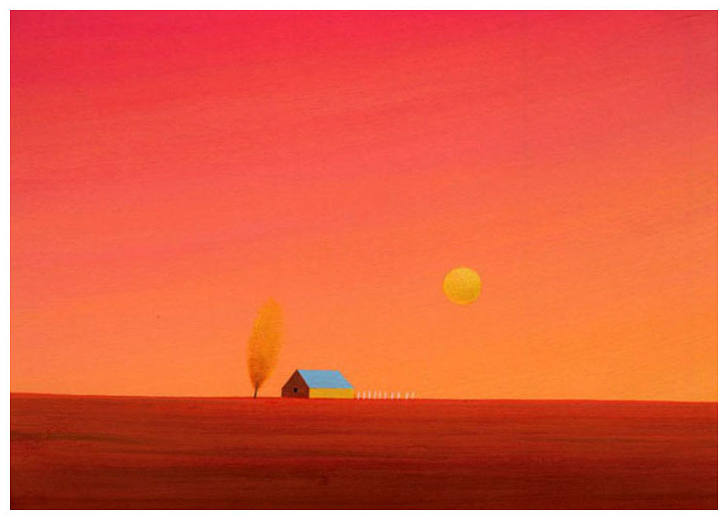 葉祥明 夕陽の丘 注文 絵画 葉祥明 夕陽の丘 アートグラフ【夕陽の中の