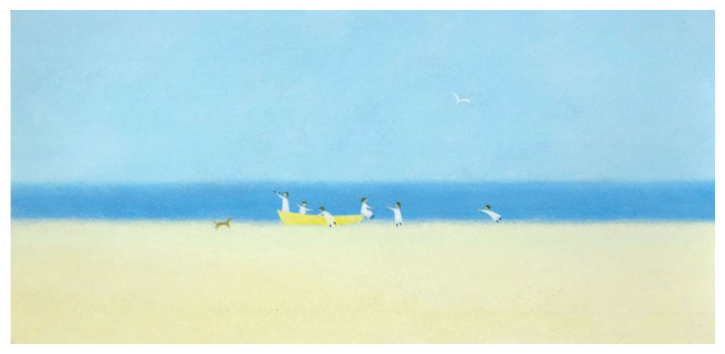 葉 祥明 「 船あそび 」ダイヤモンド・スクリーニング 額装 葉祥明