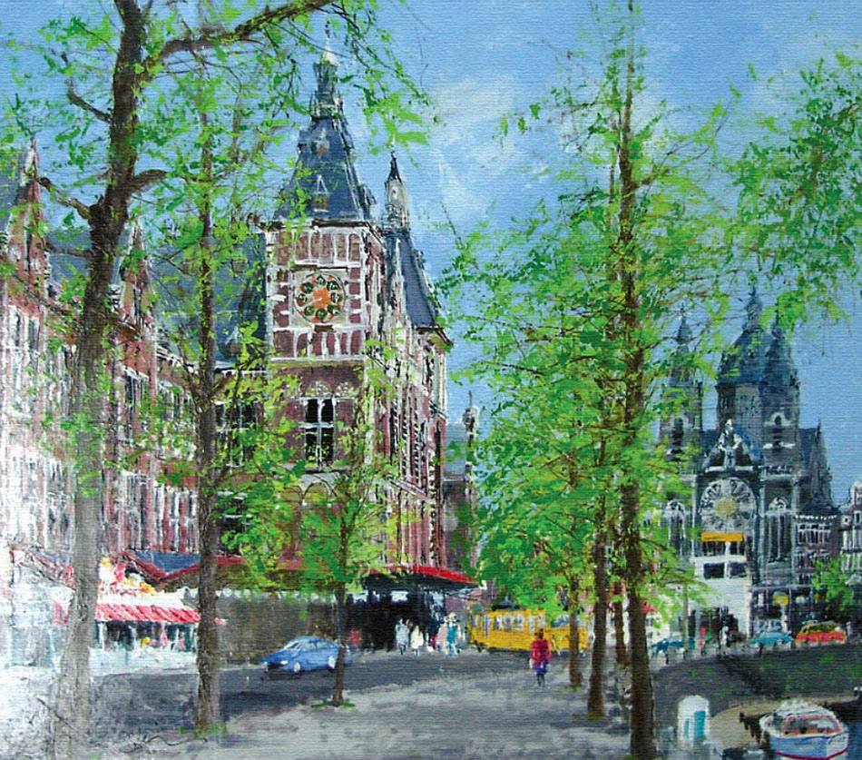 絵画 小田切 訓 小田切訓「王宮のある運河」F4 小田切訓「王宮のある運河」