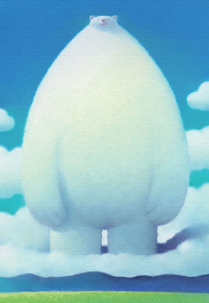 渡辺宏 大きな白クマ 白いクマの現代アート作品 ポスター 渡辺宏 絵画