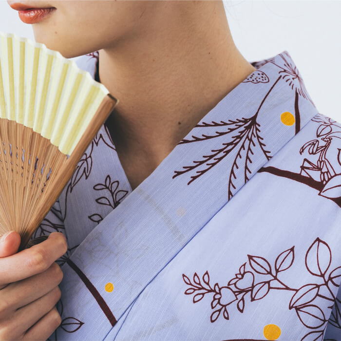 kifkif×古今 浴衣 蟷螂 カマキリ （藤色） 仕立て上がり 日本製