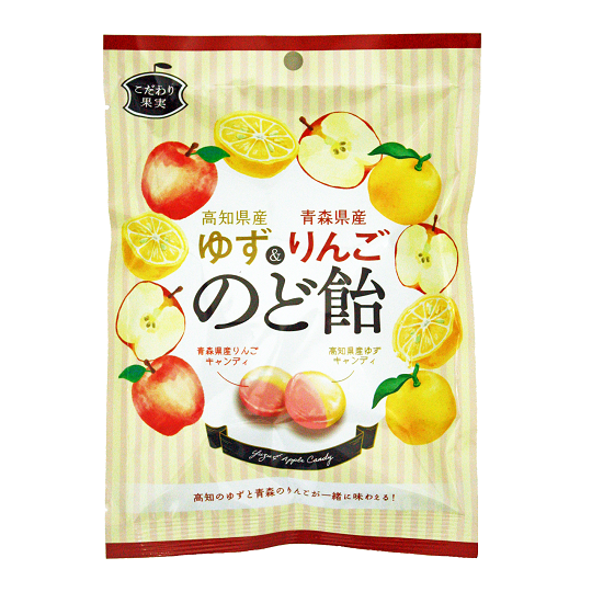 にっぽん問屋 高知県産ゆず＆青森県産りんご のど飴90g | 旭フレッシュ