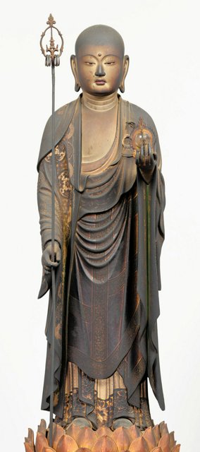 時代物 木彫 地蔵菩薩像 江戸時代 仏教美術 骨董品 美術品 木造地蔵菩薩