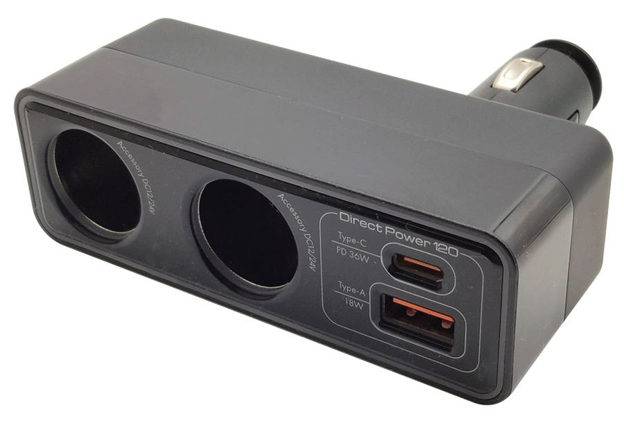 2連DCソケット+Type-C(PD)+USB-A(QC etc)充電器（X-341） | 株式会社