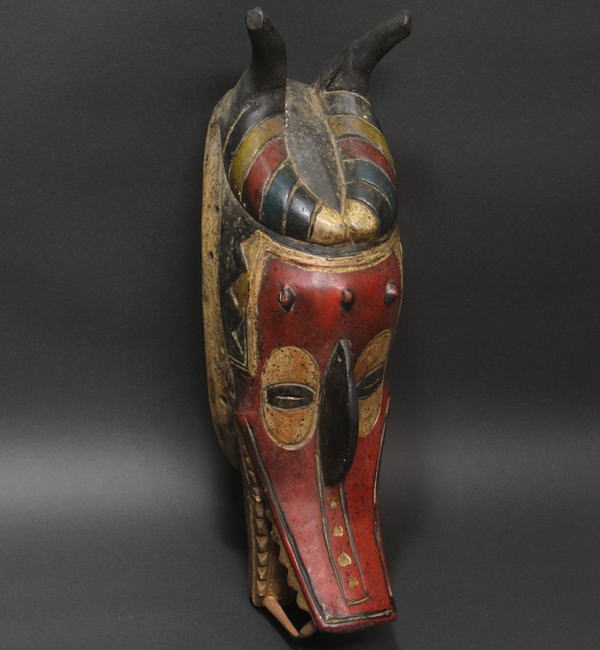 アフリカ工芸品 コートジボワールのマスク ルーブル型取り工房、9 x 17 cm