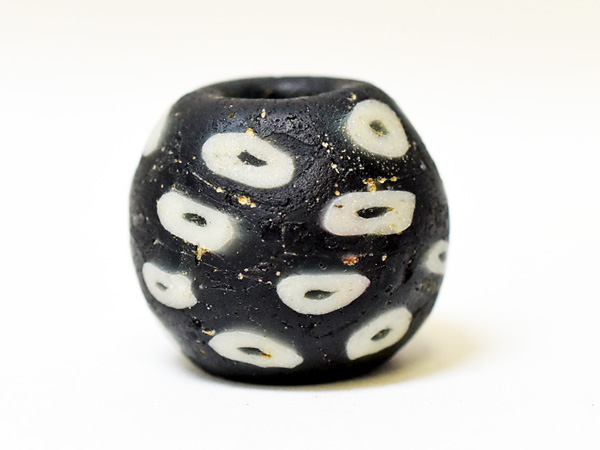 2307】イスラム半透明グレー多眼芯巻大玉【とんぼ玉】【蜻蛉玉