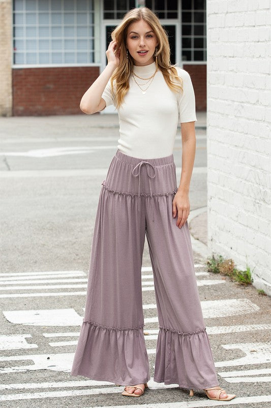 Wide Legged Ruffle Pants – Bourbon and Grits Boutique