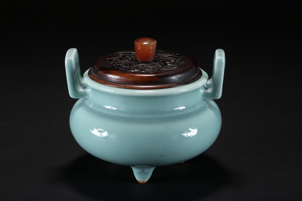 平安 眞葛香山 香炉 供箱 送料込み250310真葛香山 青磁環付香炉 | 雨竹