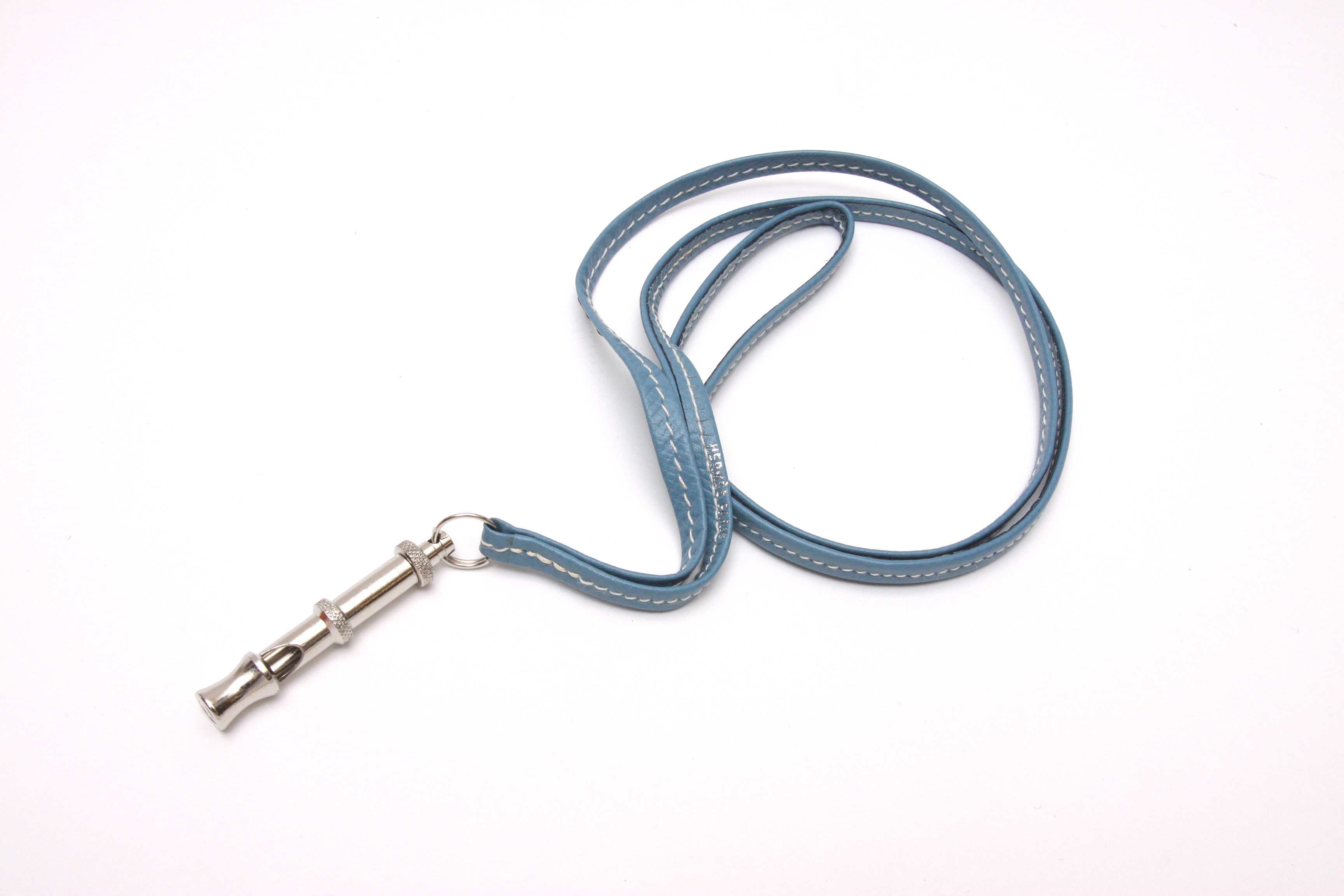 HERMES エルメス シフレ ホイッスル 犬笛 シルバー×ブルージーン USED