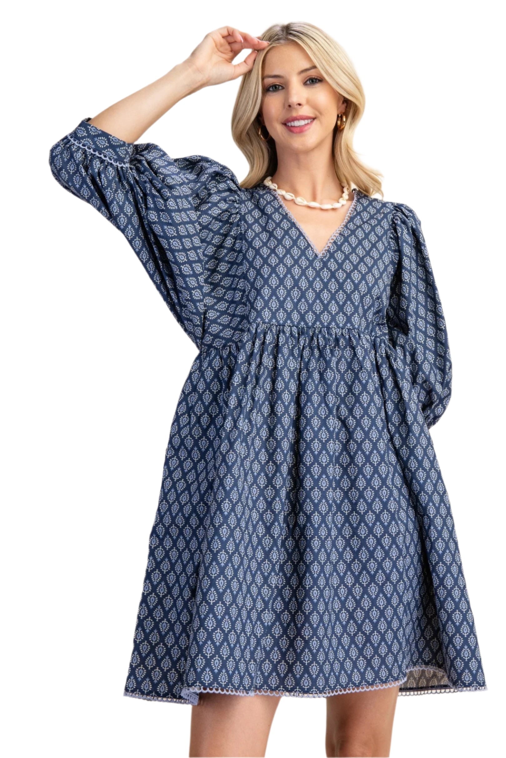 Puff Sleeve Babydoll Dress with Lace Trim- TerraCotta – Bellies to