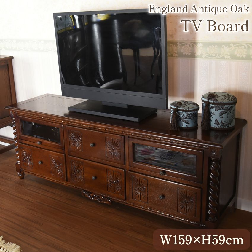 英国アンティークSCHREiBER製サイドボード/木製机テレビ台(91-241