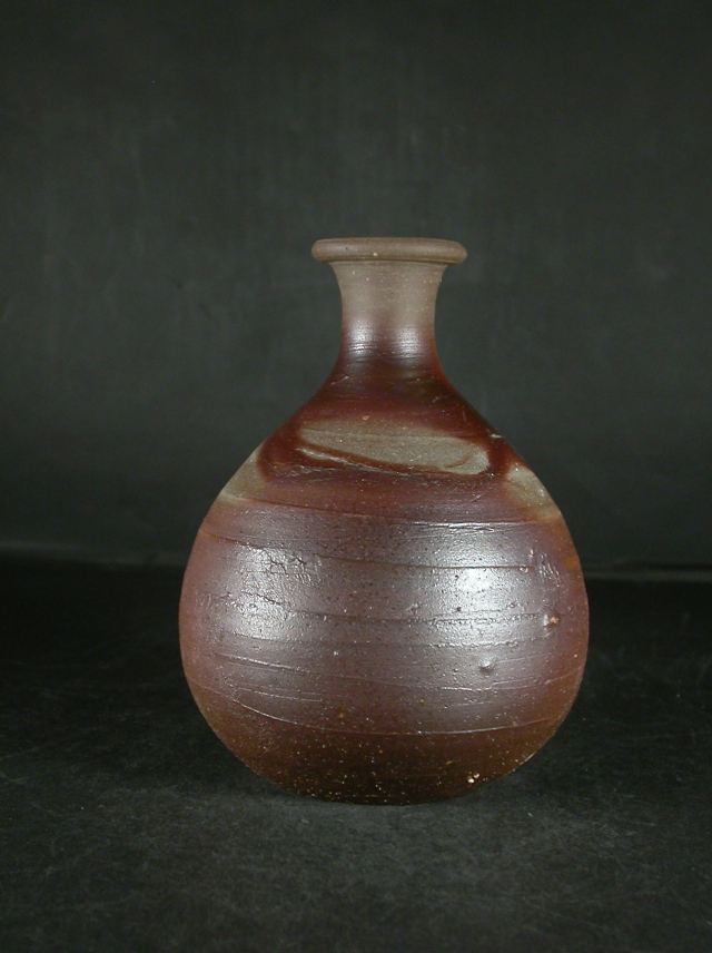 備前焼 登窯 備前焼人間国宝 故藤原 雄 共箱付き緋襷・焦げ茶のゴマ