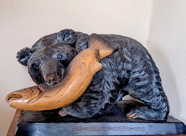 熊の置物 昭和レトロな木彫りの熊の置物 横幅36cm｜Yahoo!フリマ（
