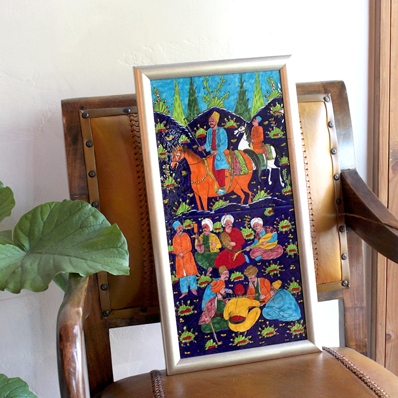 アンティーク アメリカン ミニアチュール 絵画 額装品 陶板画 美術品